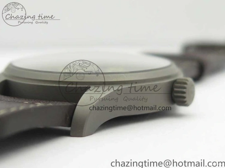 MIROTIME 0113 SmartChoice Mark XVIII IW327006 Titanium M+F 1:1 Best Edition Black Dial on Brown Leather Strap A 7145